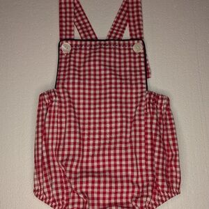 Proper Peony Red Gingham Romper 24M